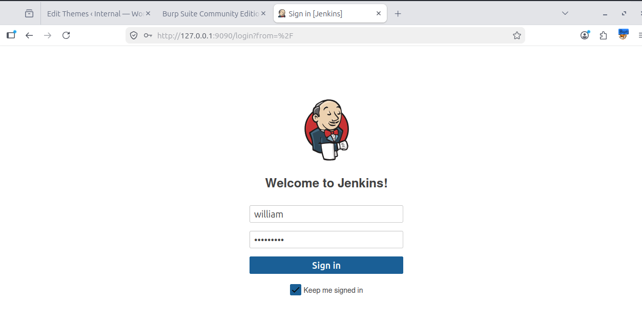Jenkins login page after SSH port forwarding