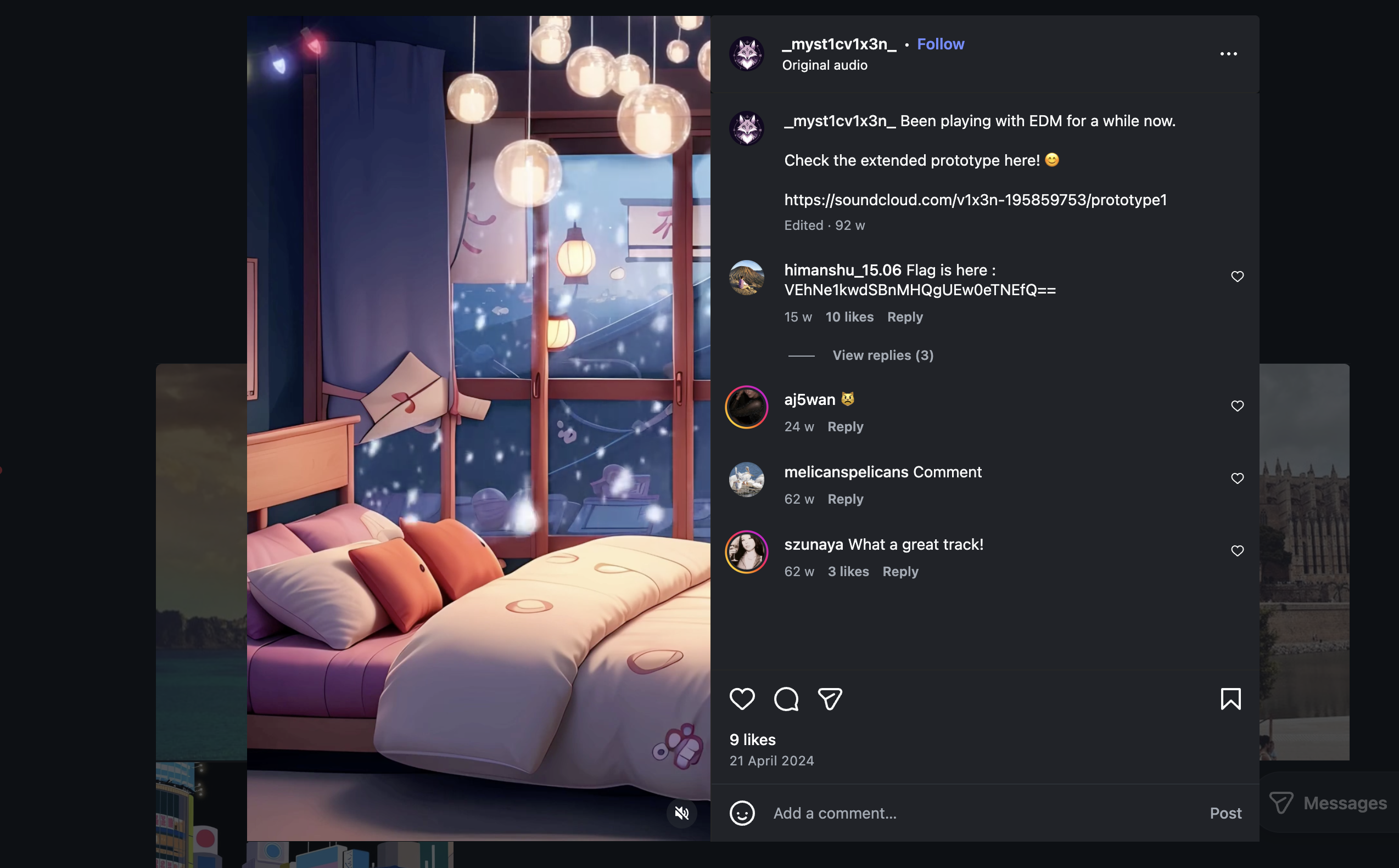 Instagram post linking to SoundCloud