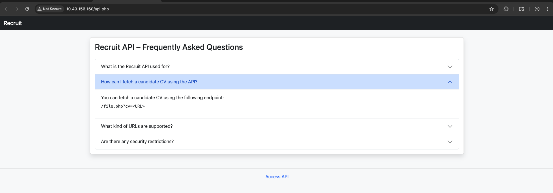 API documentation for fetching candidate CVs
