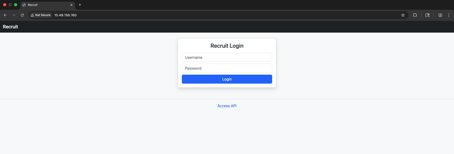 Recruit portal login page
