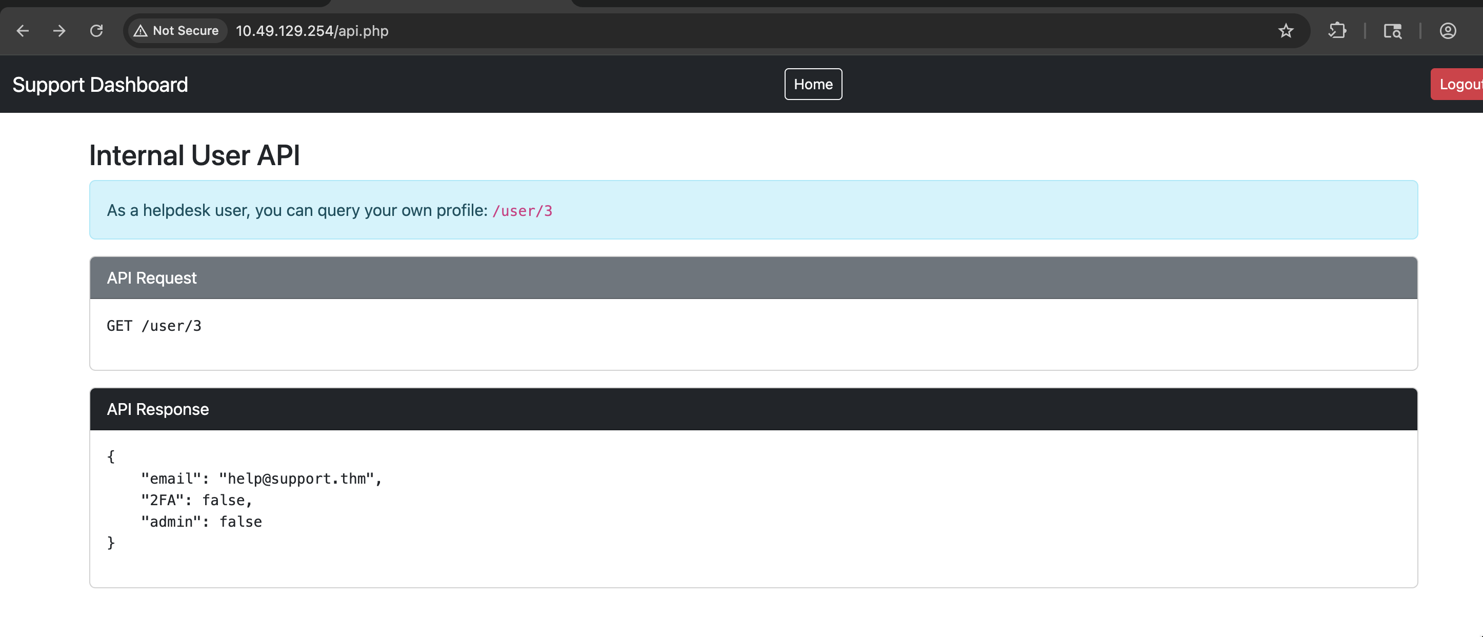 Modifying the isITUser cookie to the MD5 hash of true