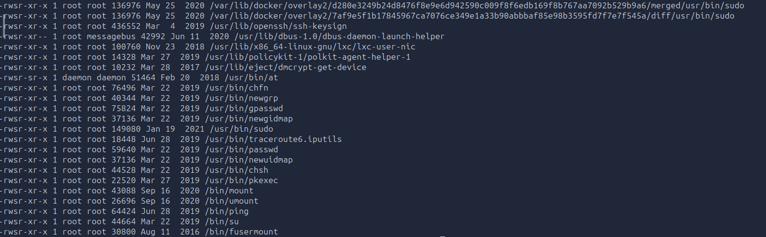 SUID enumeration showing the vulnerable pkexec binary
