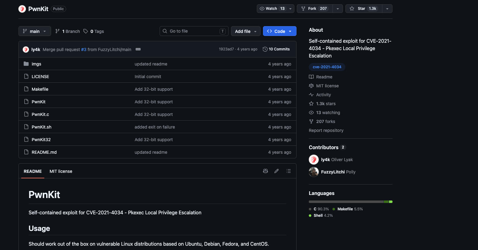 Python HTTP server hosting the PwnKit exploit
