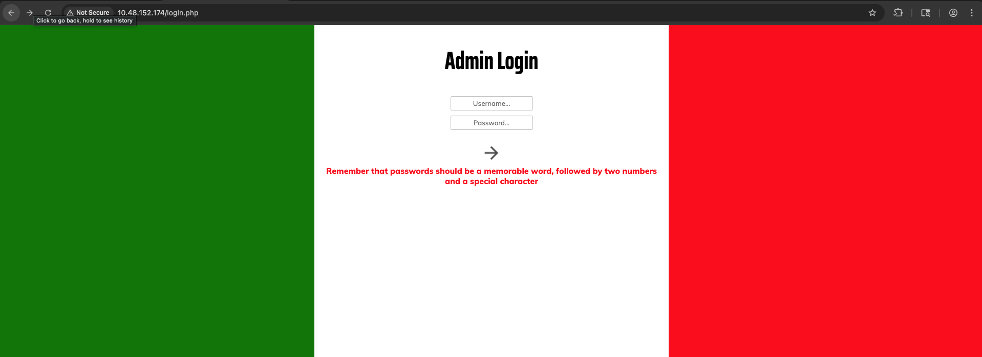Password hint about the password format