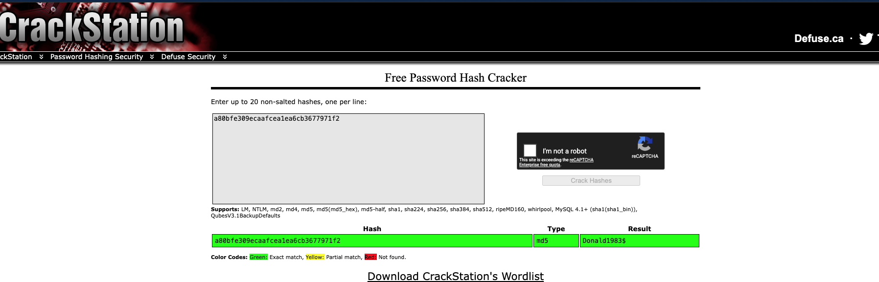 Crackstation cracking curtis password hash